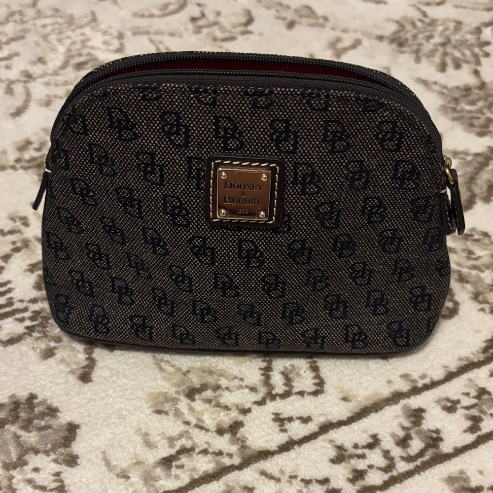 Dooney & Bourke Gold and Brown Monogram Pouch